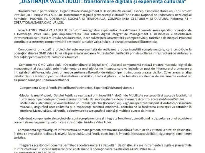 Peste 770.000 de lei pentru un trenuleț electric și promovarea Văii Jiului Peste 770.000 de lei pentru un trenuleț electric și promovarea Văii Jiului