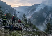 Plan comun pentru incendiul din Retezat: alpiniștii au coborât spre focarul din Cheile Buții Plan comun pentru incendiul din Retezat